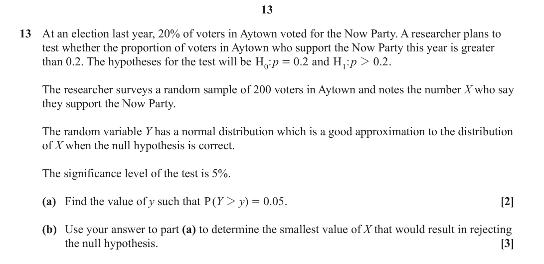 Question 13 — Hypothesis Testing — OCR June 2024