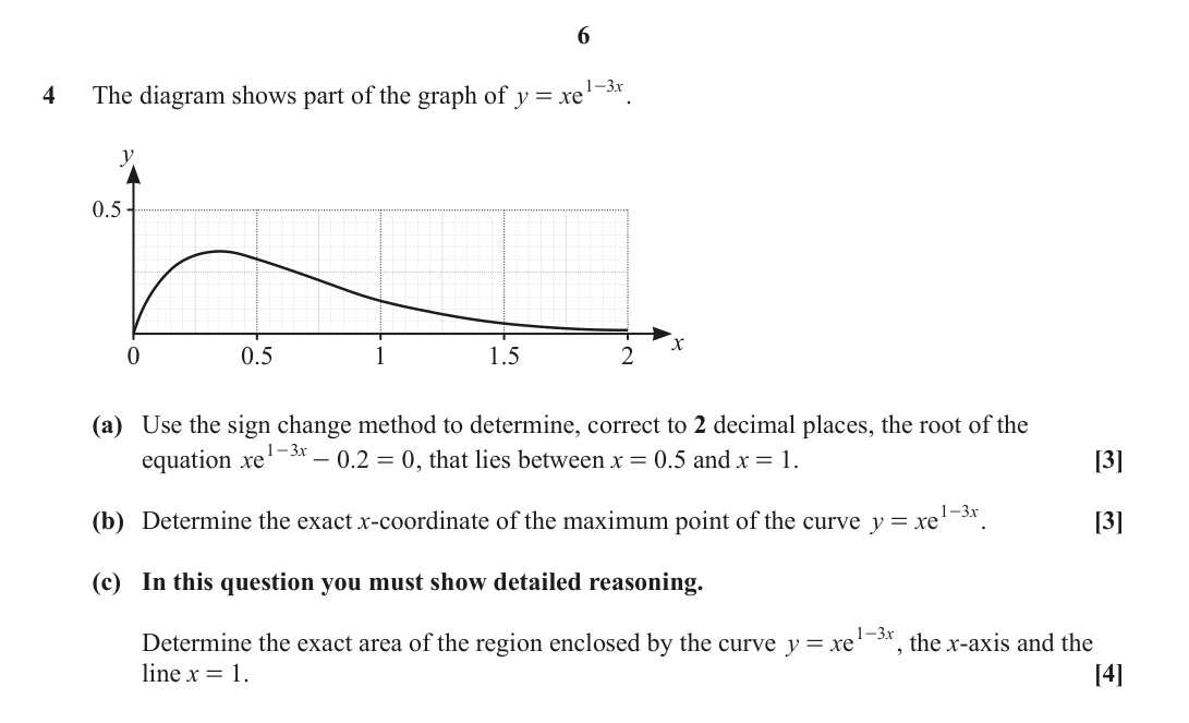Question 4 — Differentiation, Numerical Methods, Integration — OCR June 2024