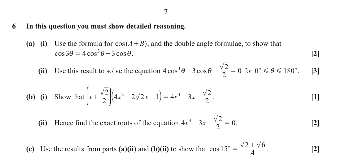 Question 6 — Trig — OCR June 2024
