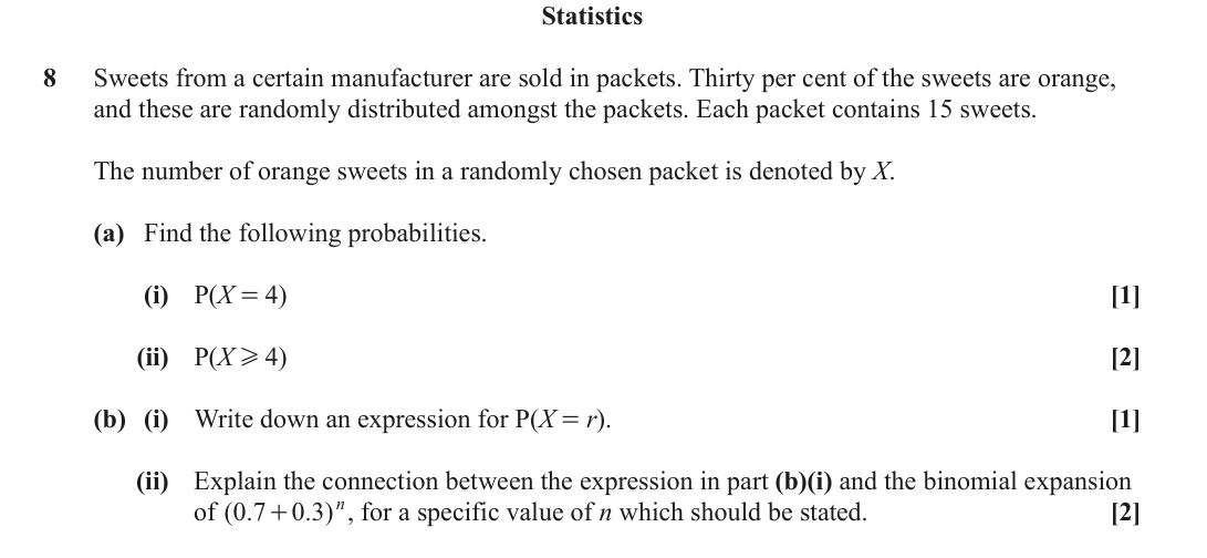 Question 8 — Binomial Distribution — OCR June 2024