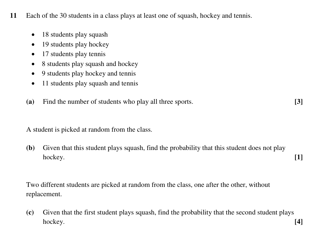 Question 11 — Probability, Venn Diagram — OCR Sample Paper