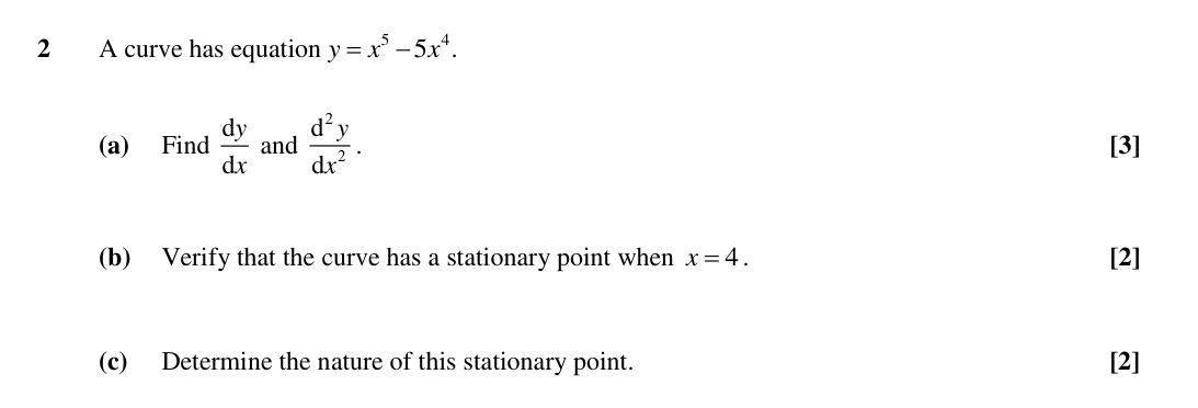 Question 2 — Differentiation — OCR Sample Paper