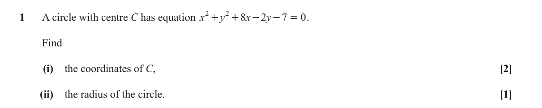 Question 1 — Circles — OCR June 2018