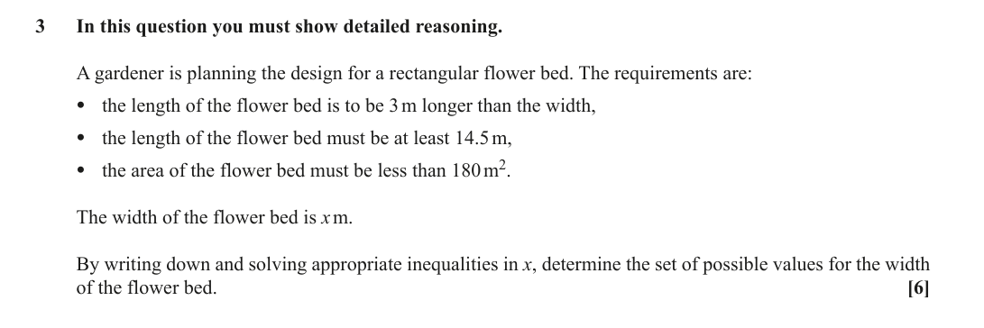 Question 3 — Inequalities — OCR June 2018