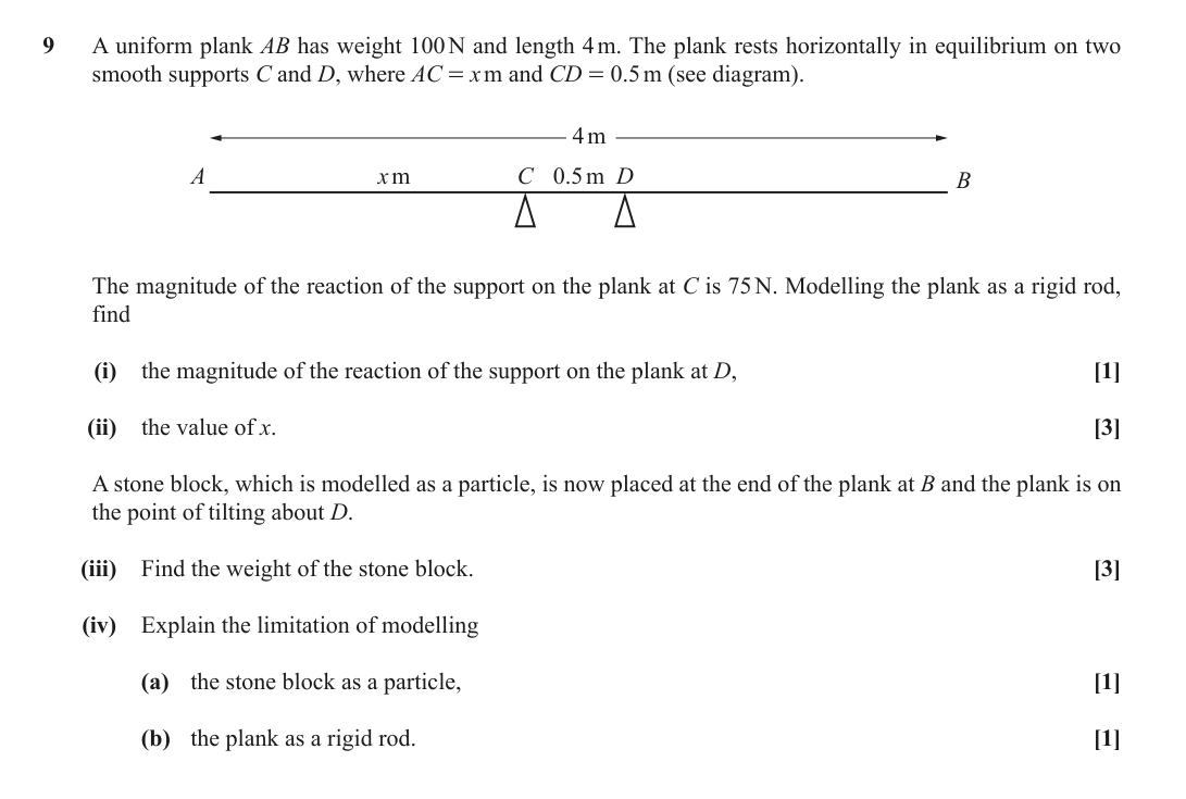 Question 9 — Moments — OCR June 2018