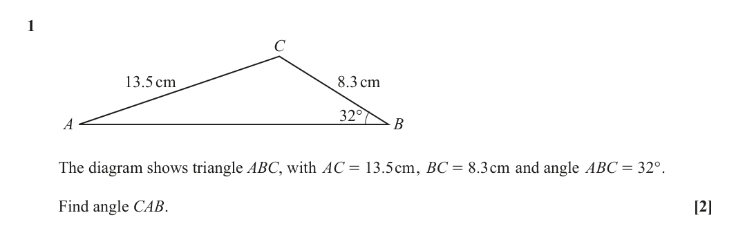 Question 1 — Triangles — OCR June 2019