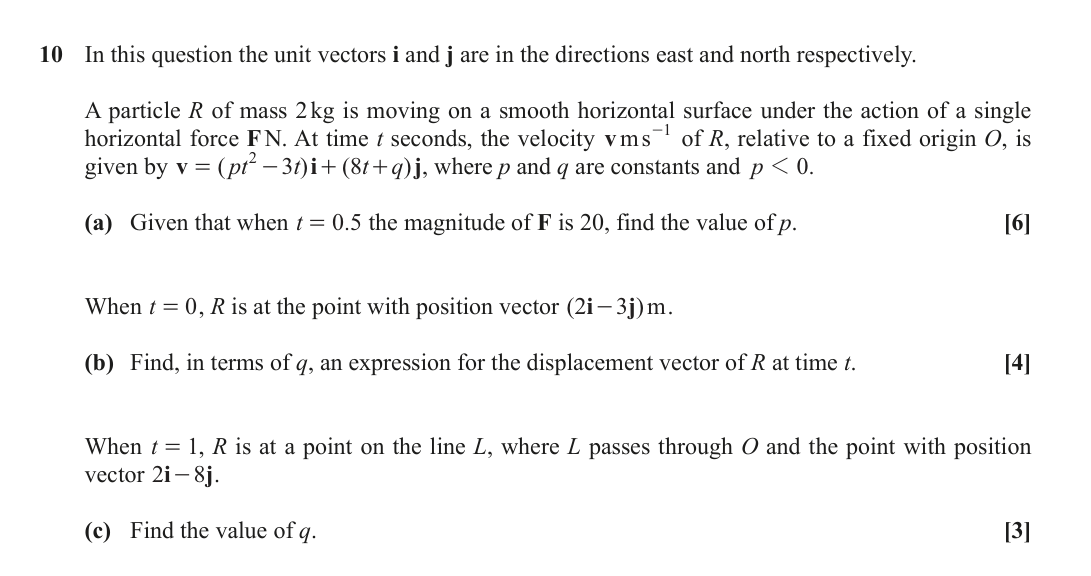 Question 10 — Variable Acceleration 2d — OCR June 2019
