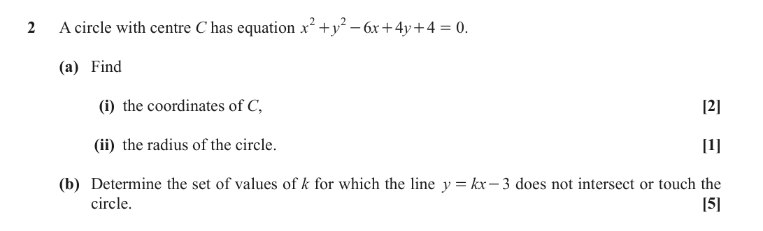 Question 2 — Circles — OCR June 2019