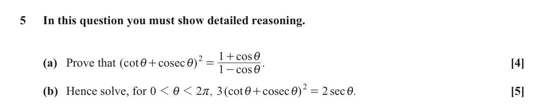 Question 5 — Trig — OCR June 2019