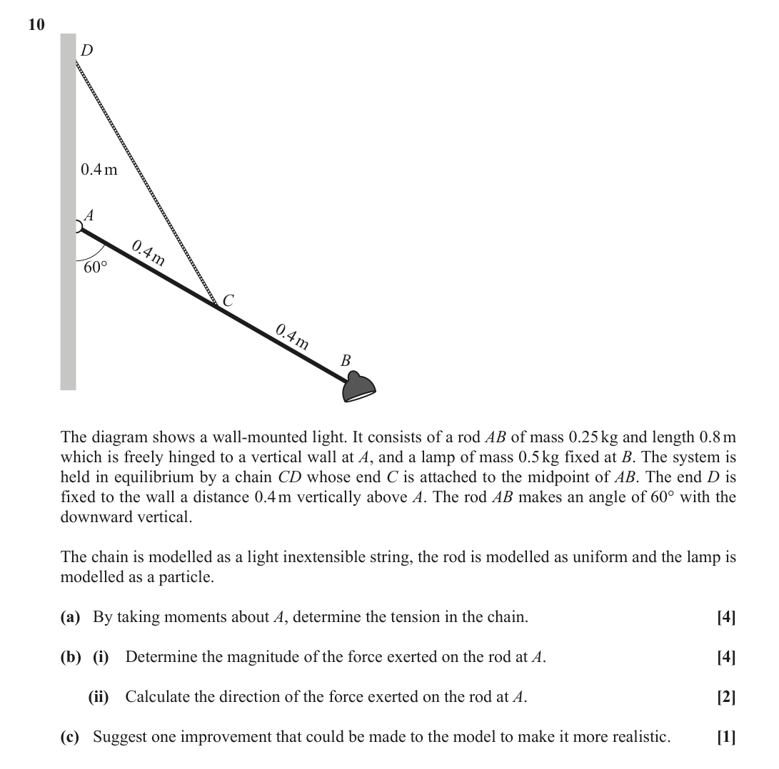 Question 10 — Moments — OCR October 2020