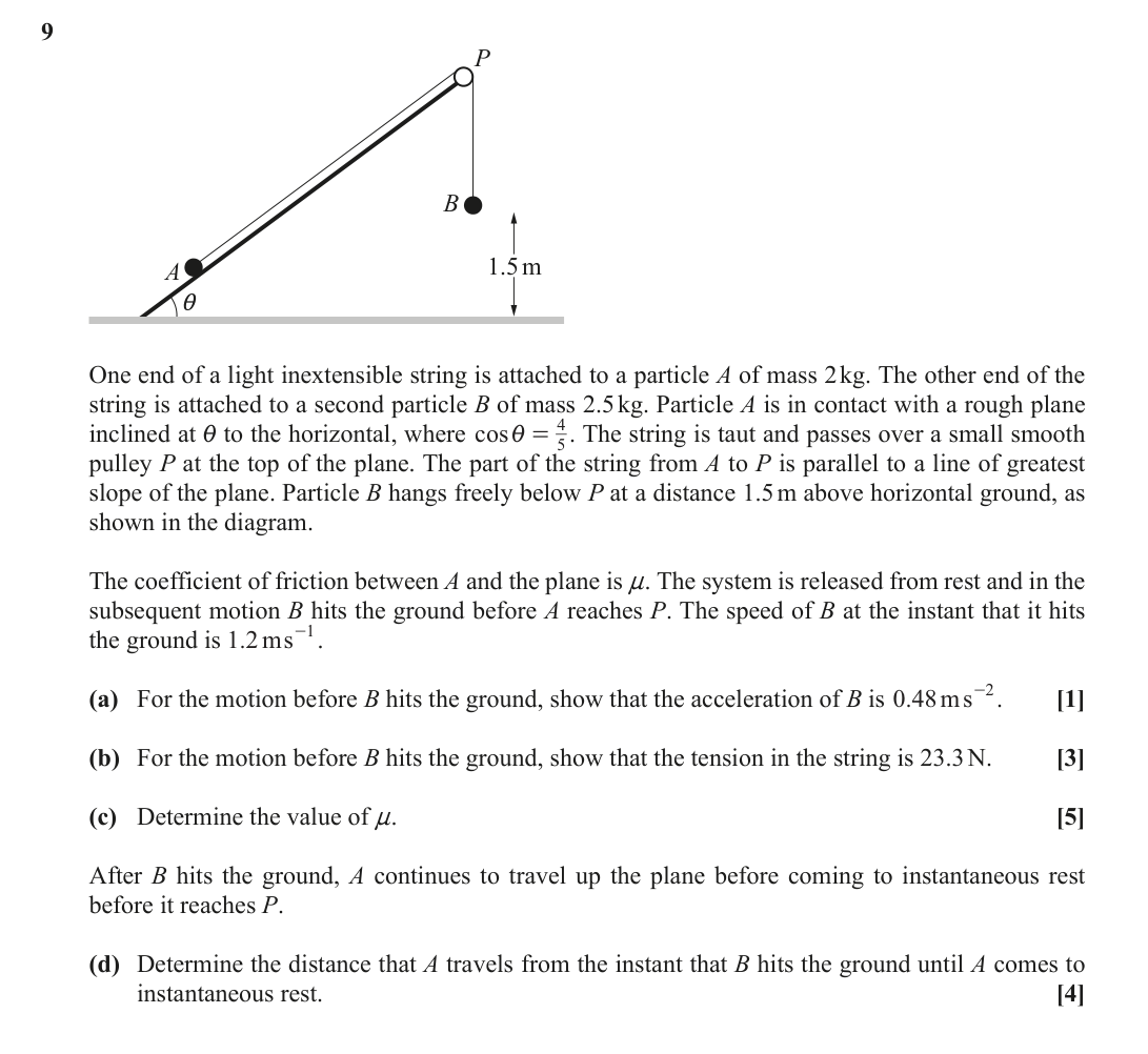 Question 9 — Forces and Friction, Pulleys — OCR October 2020