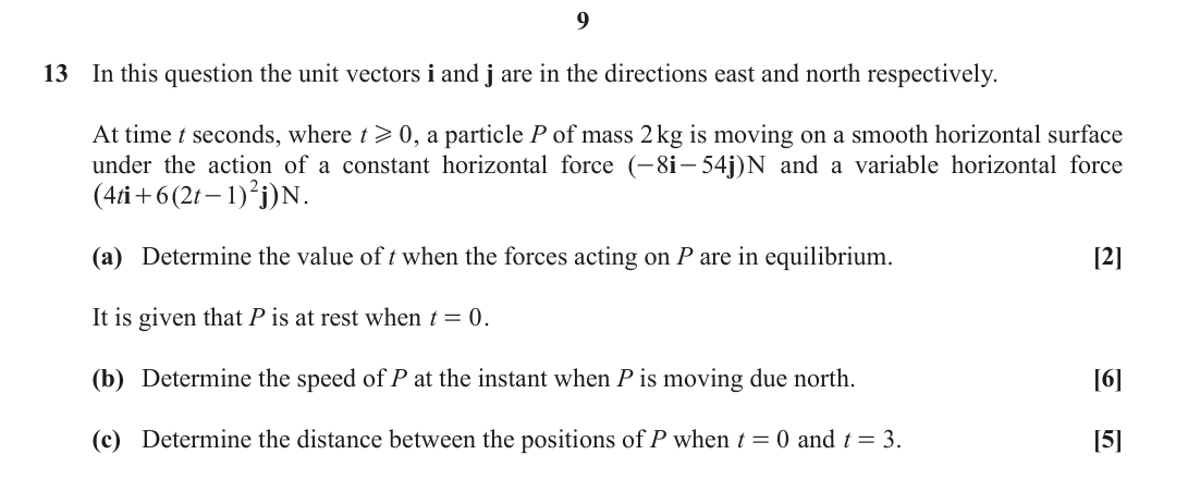 Question 13 — Forces 2d, Variable Acceleration 2d — OCR October 2021