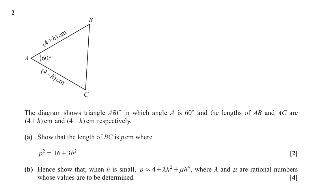 Question 2 — Triangles, Binomial Expansion — OCR October 2021
