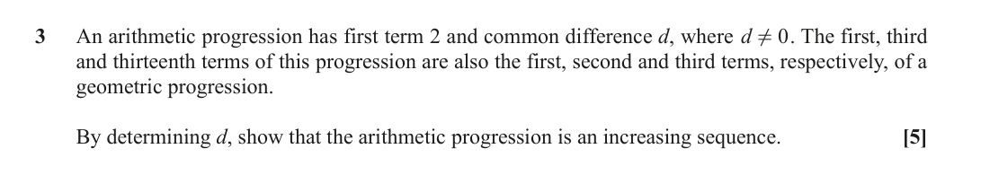 Question 3 — Arithmetic Sequences and Series — OCR October 2021