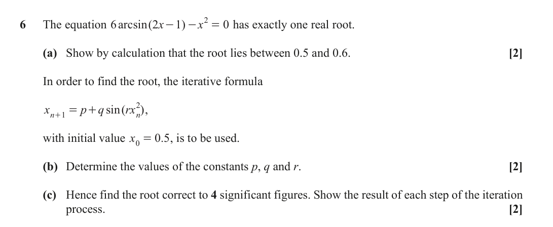 Question 6 — Numerical Methods — OCR October 2021