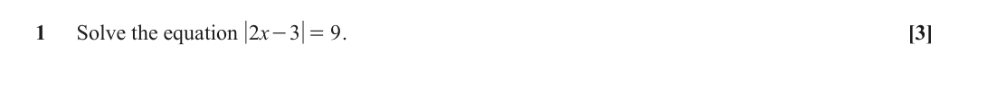 Question 1 — Modulus Function — OCR June 2022