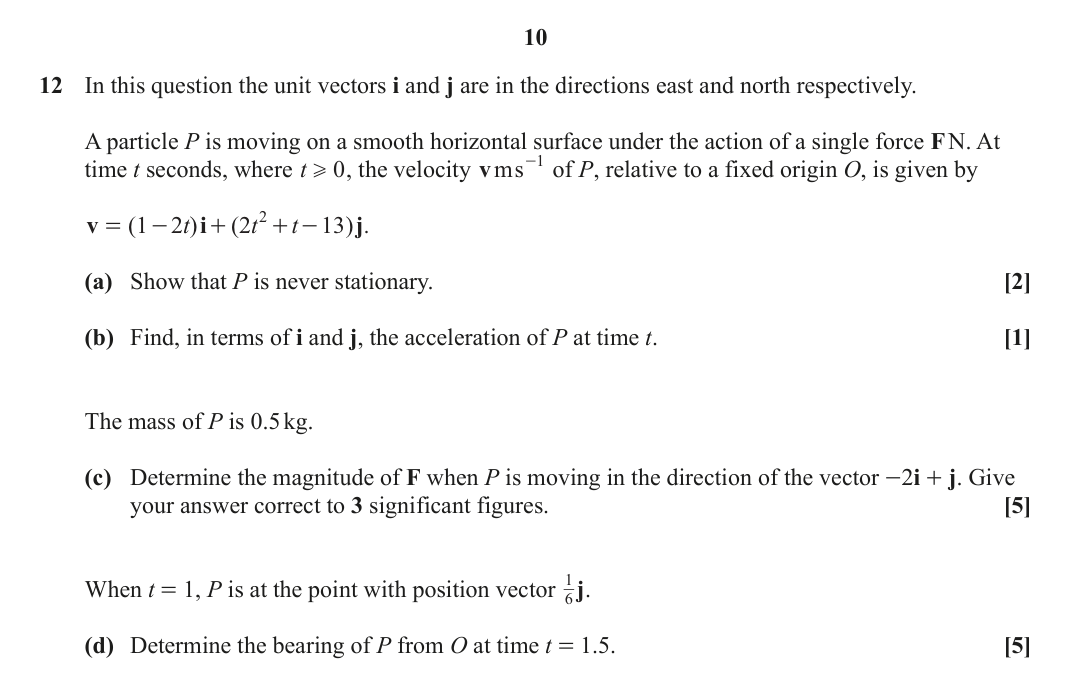 Question 12 — Variable Acceleration 2d — OCR June 2022