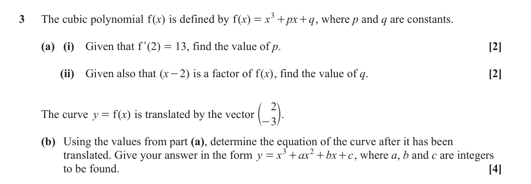 Question 3 — Differentiation, Factor Theorem, Graph Transformations — OCR June 2023