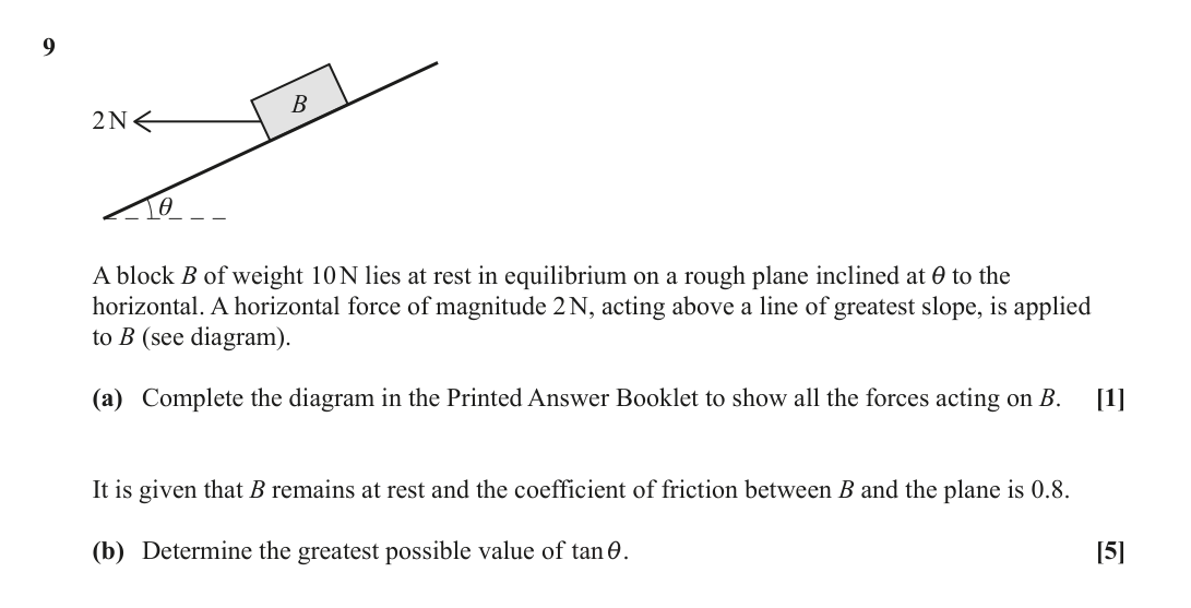 Question 9 — Forces and Friction — OCR June 2023