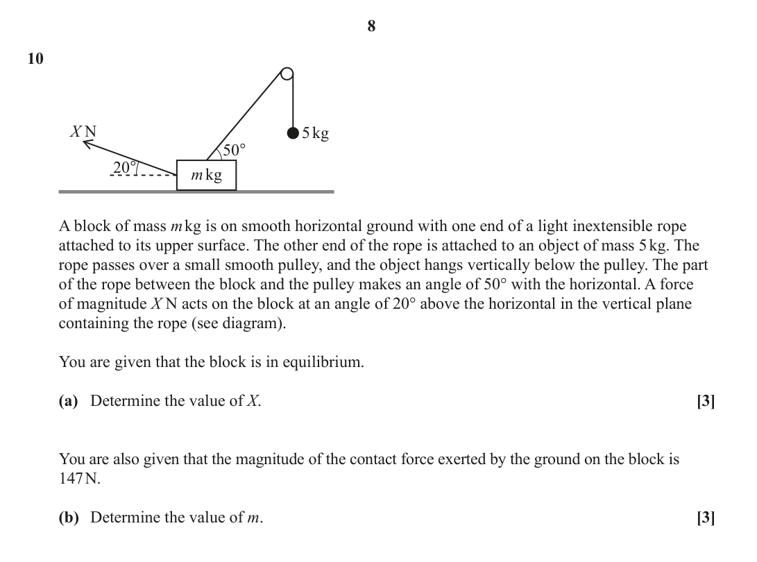 Question 10 — Forces and Friction, Pulleys — OCR June 2024