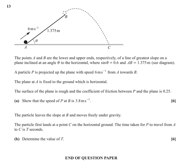 Question 13 — Forces and Friction, Projectiles — OCR June 2024