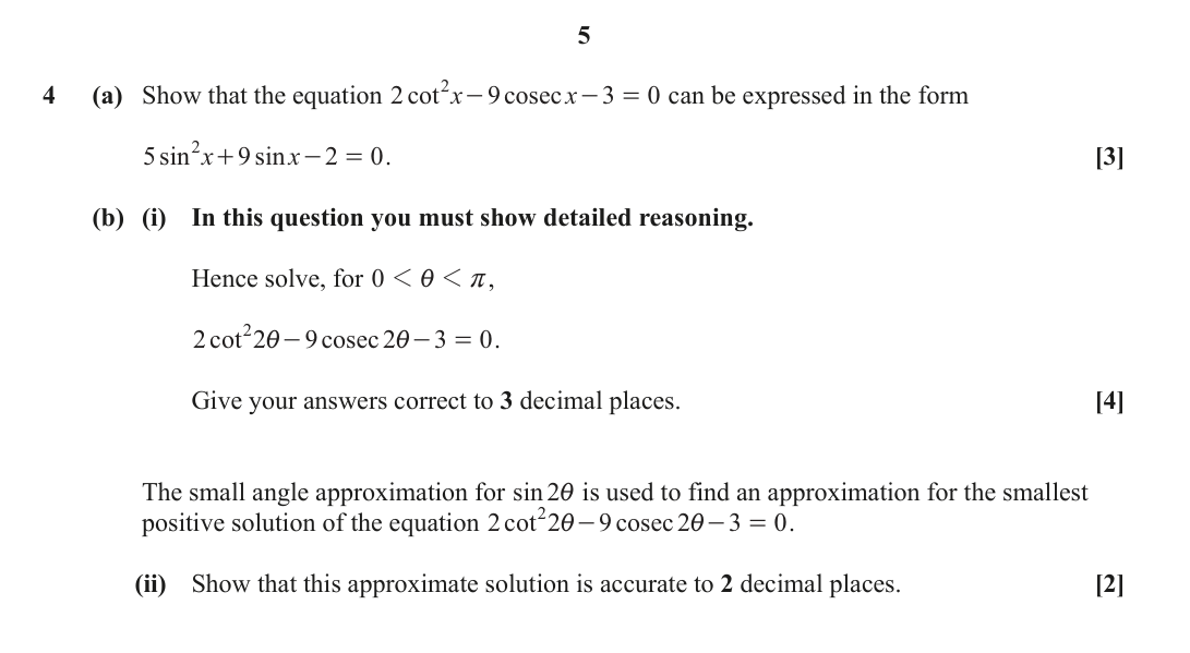 Question 4 — Trig, Small Angle Approximations — OCR June 2024