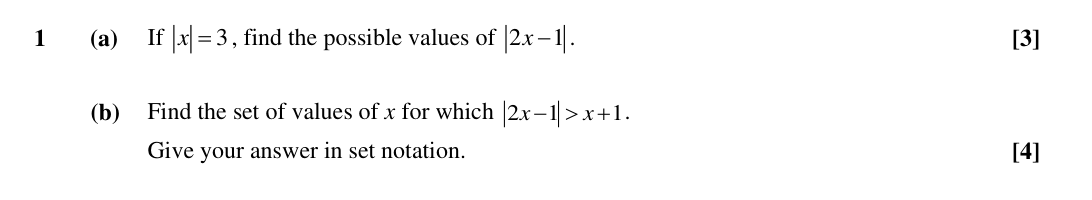 Question 1 — Modulus Function — OCR Sample Paper