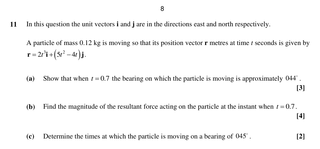 Question 11 — Variable Acceleration 2d — OCR Sample Paper