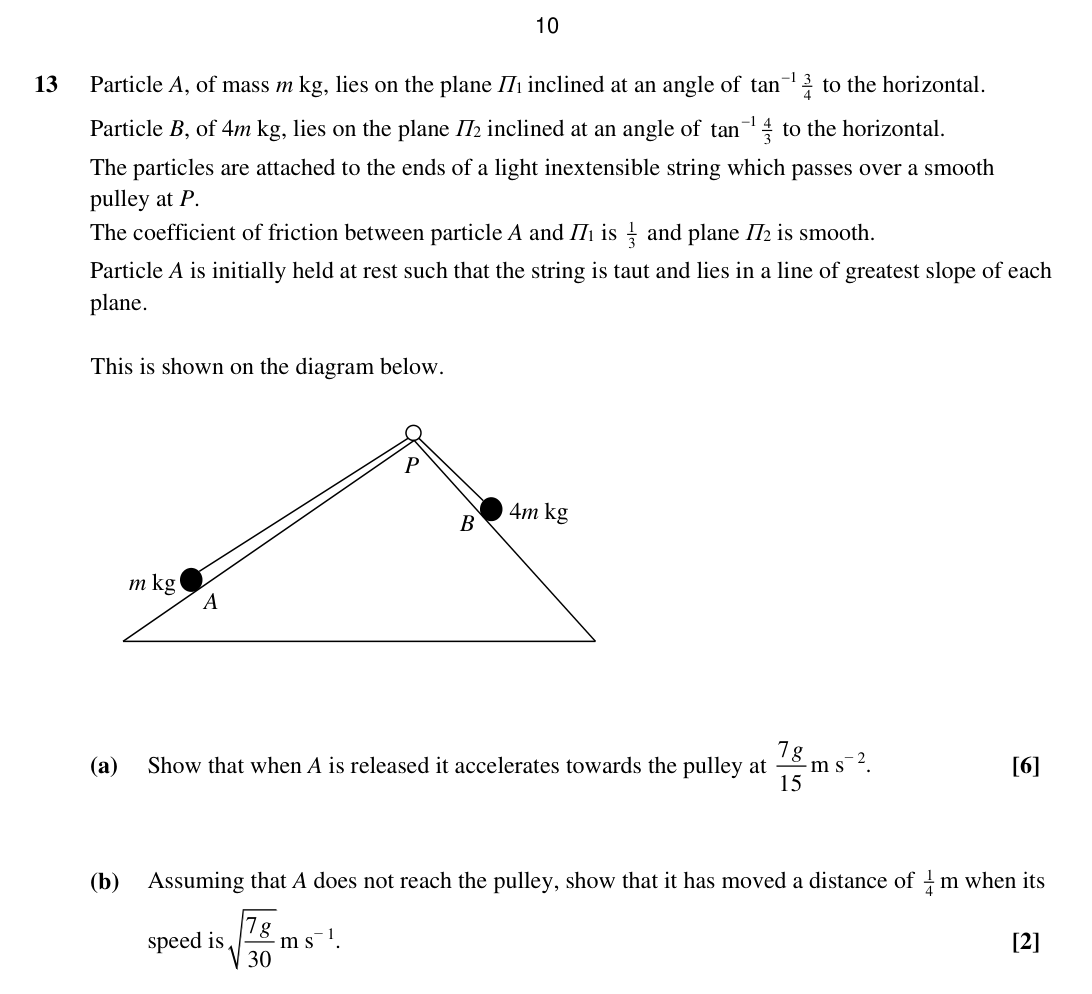 Question 13 — Forces and Friction, Pulleys — OCR Sample Paper