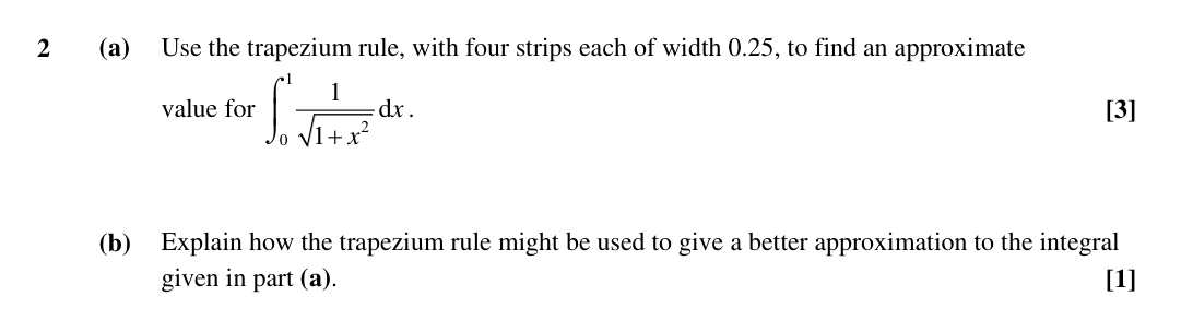 Question 2 — Trapezium Rule — OCR Sample Paper