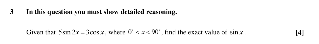 Question 3 — Trig — OCR Sample Paper