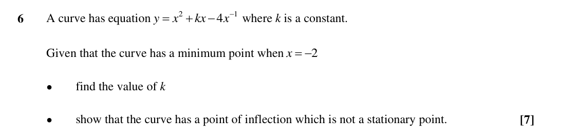 Question 6 — Differentiation — OCR Sample Paper