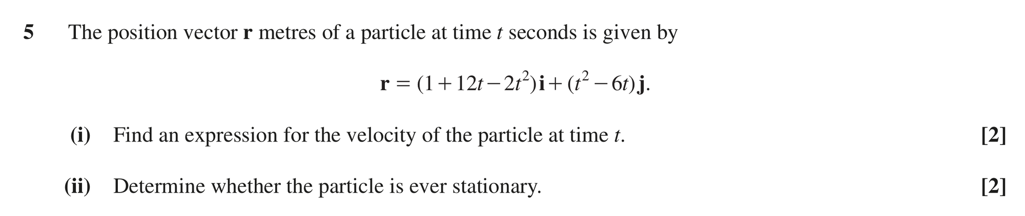 Question 5 — Variable Acceleration 2d — OCR MEI June 2018