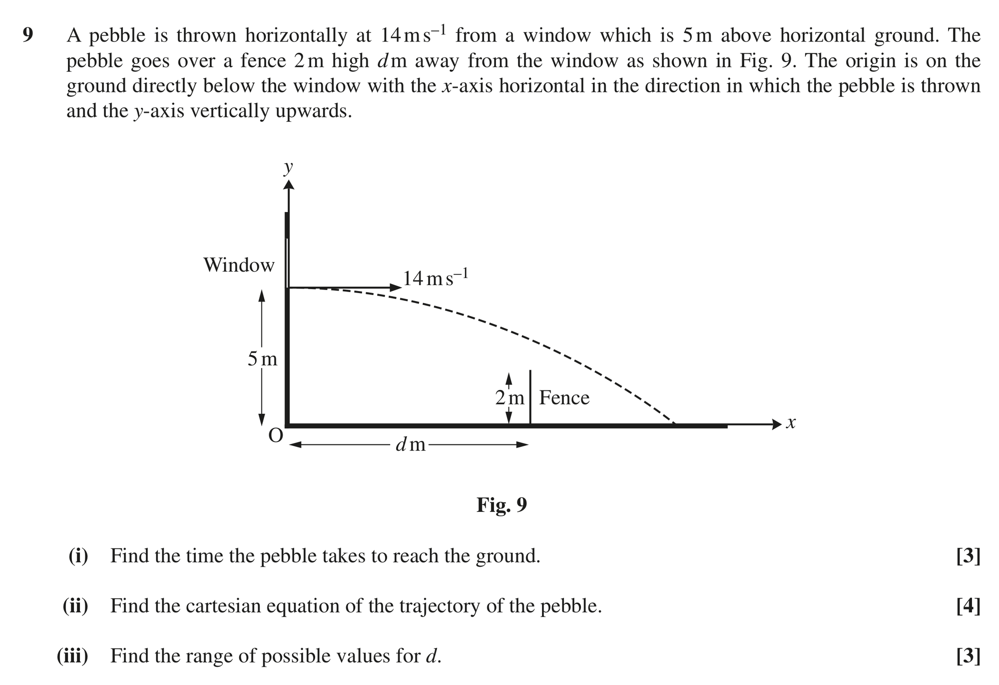 Question 9 — Projectiles — OCR MEI June 2018