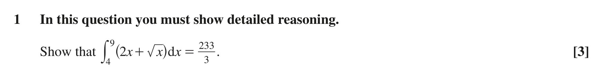 Question 1 — Integration — OCR MEI June 2019