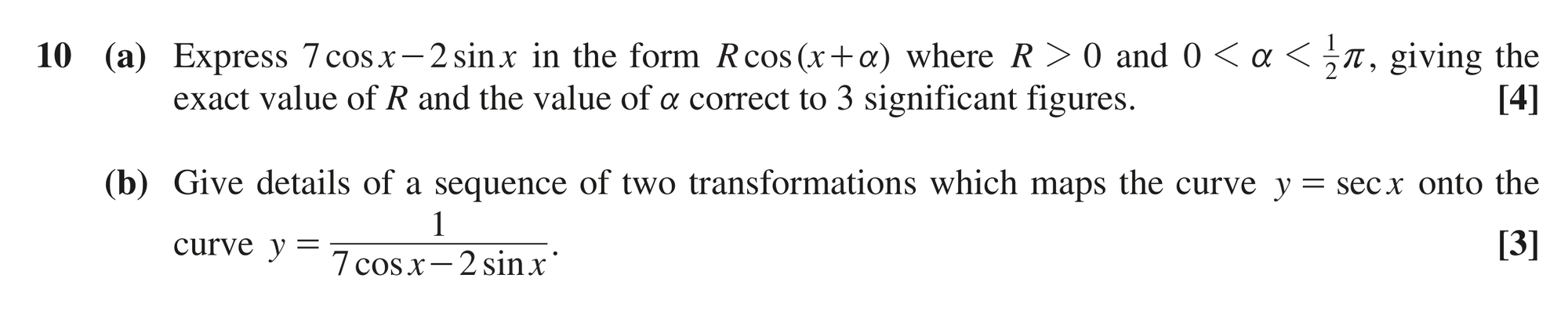 Question 10 — Trig, Graph Transformations — OCR MEI June 2019