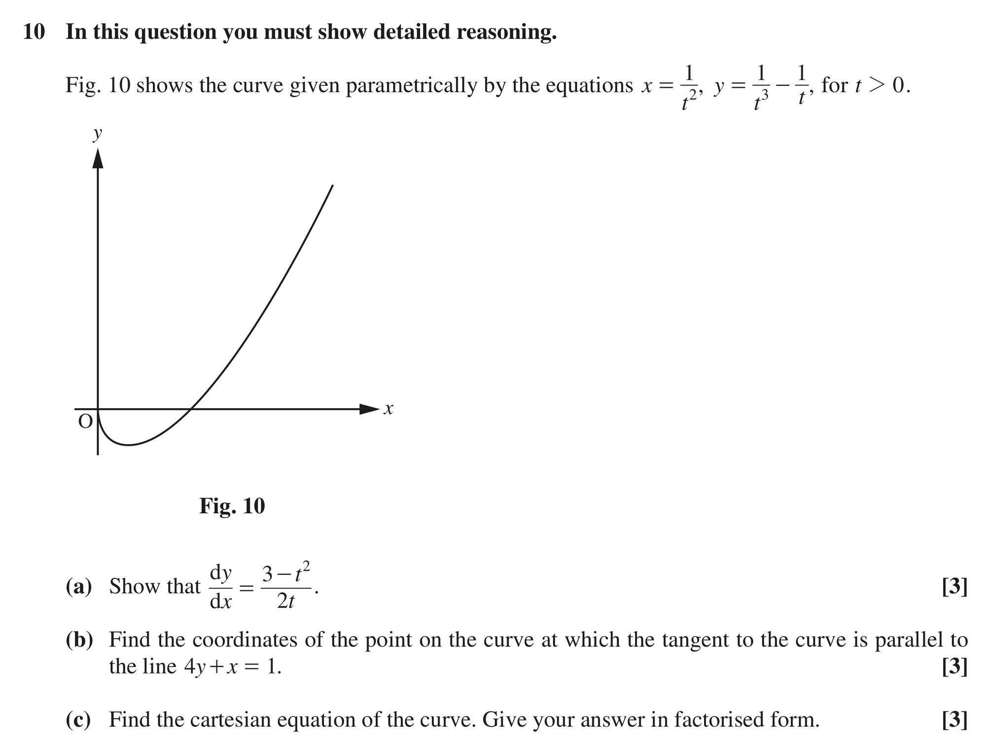 Question 10 — Parametric Equations — OCR MEI October 2020