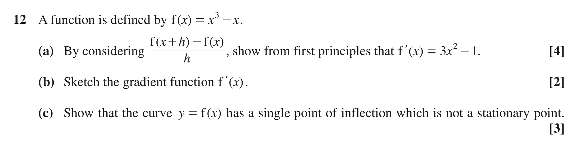Question 12 — Differentiation, Graph Sketching — OCR MEI October 2020