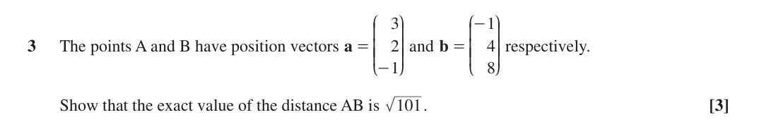 Question 3 — Vectors — OCR MEI October 2020