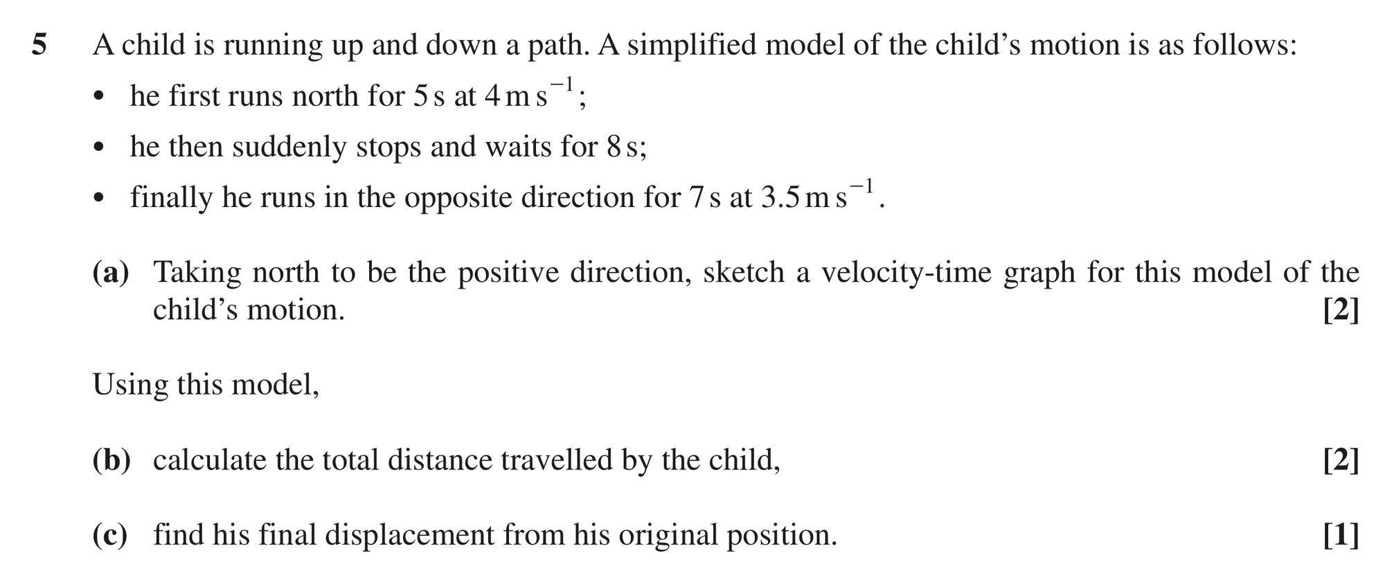 Question 5 — Velocity Time Graphs — OCR MEI October 2020