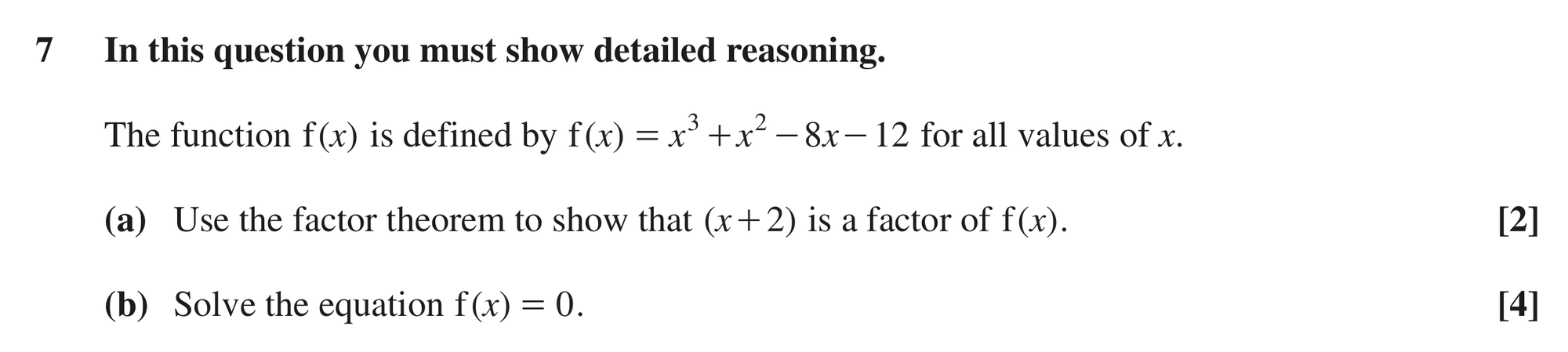 Question 7 — Factor Theorem — OCR MEI October 2020