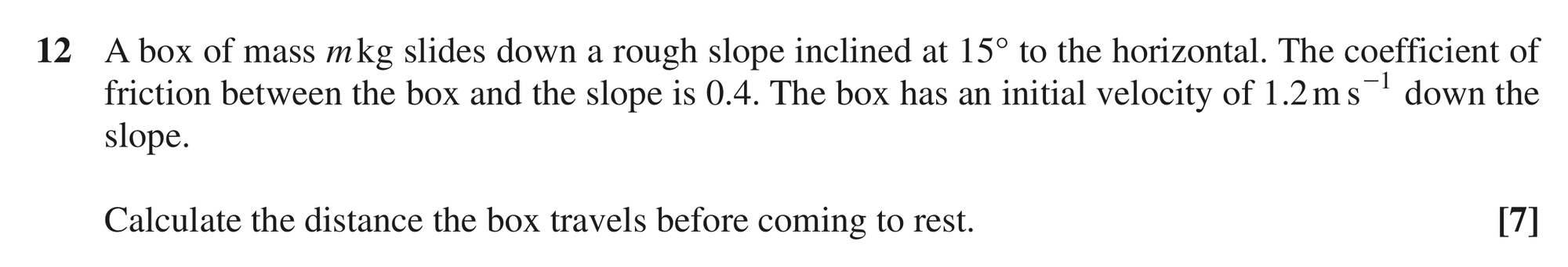 Question 12 — Forces and Friction — OCR MEI October 2021