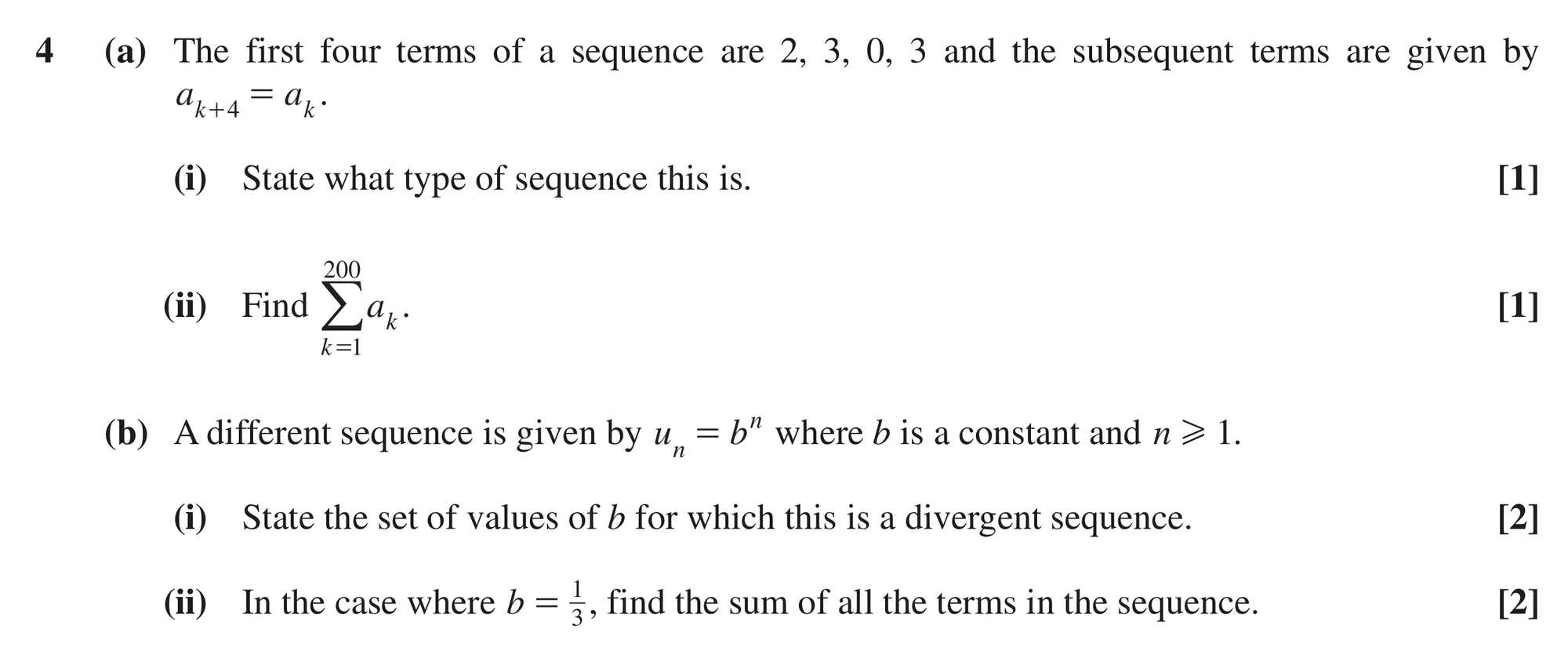 Question 4 — Recurrence Relations, Sequences - Sigma Notation, Geometric Sequences and Series — OCR MEI October 2021