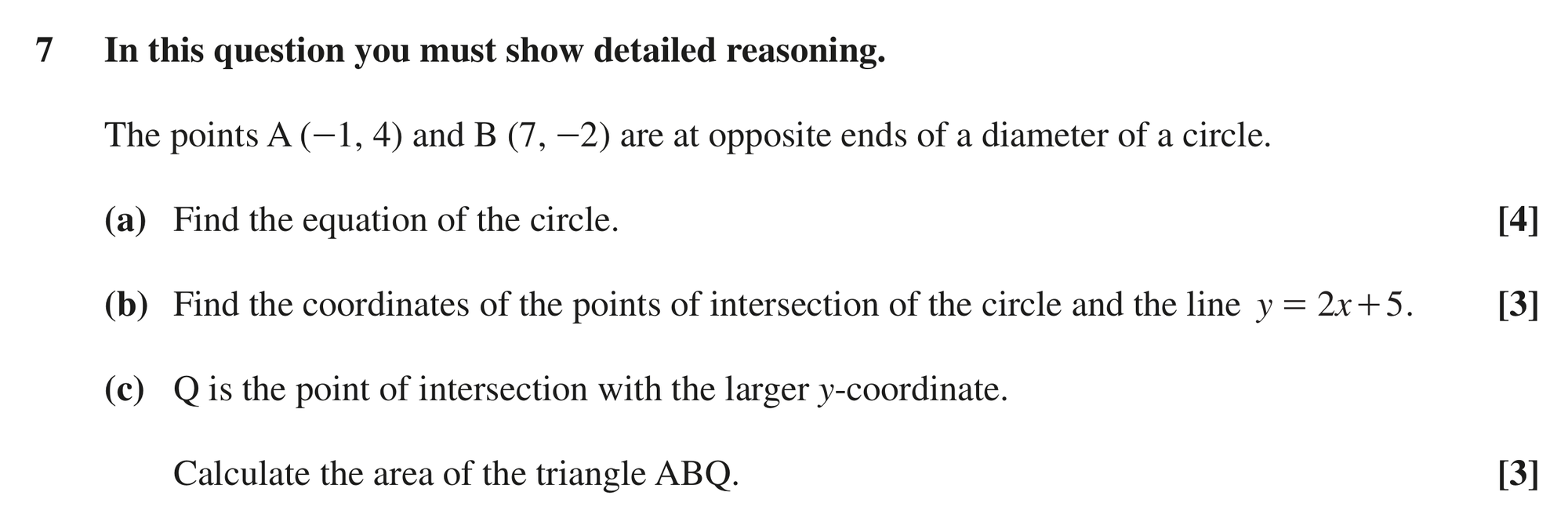 Question 7 — Circles, Coordinate Geometry — OCR MEI October 2021