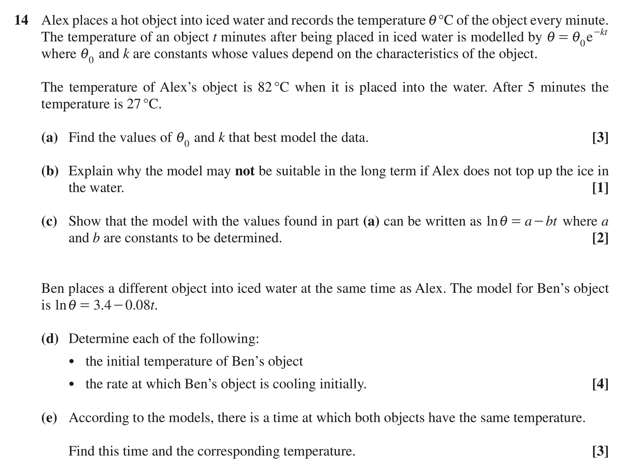 Question 14 — Exponentials, Logarithms, Differentiation — OCR MEI June 2022