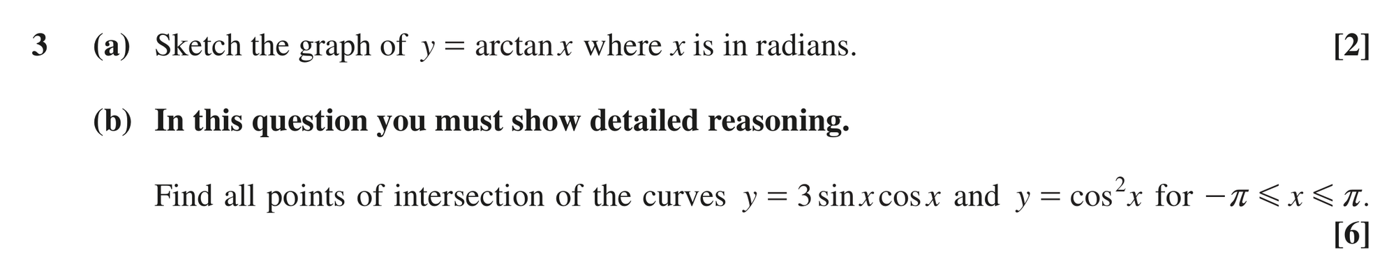 Question 3 — Graph Sketching, Trig — OCR MEI June 2022