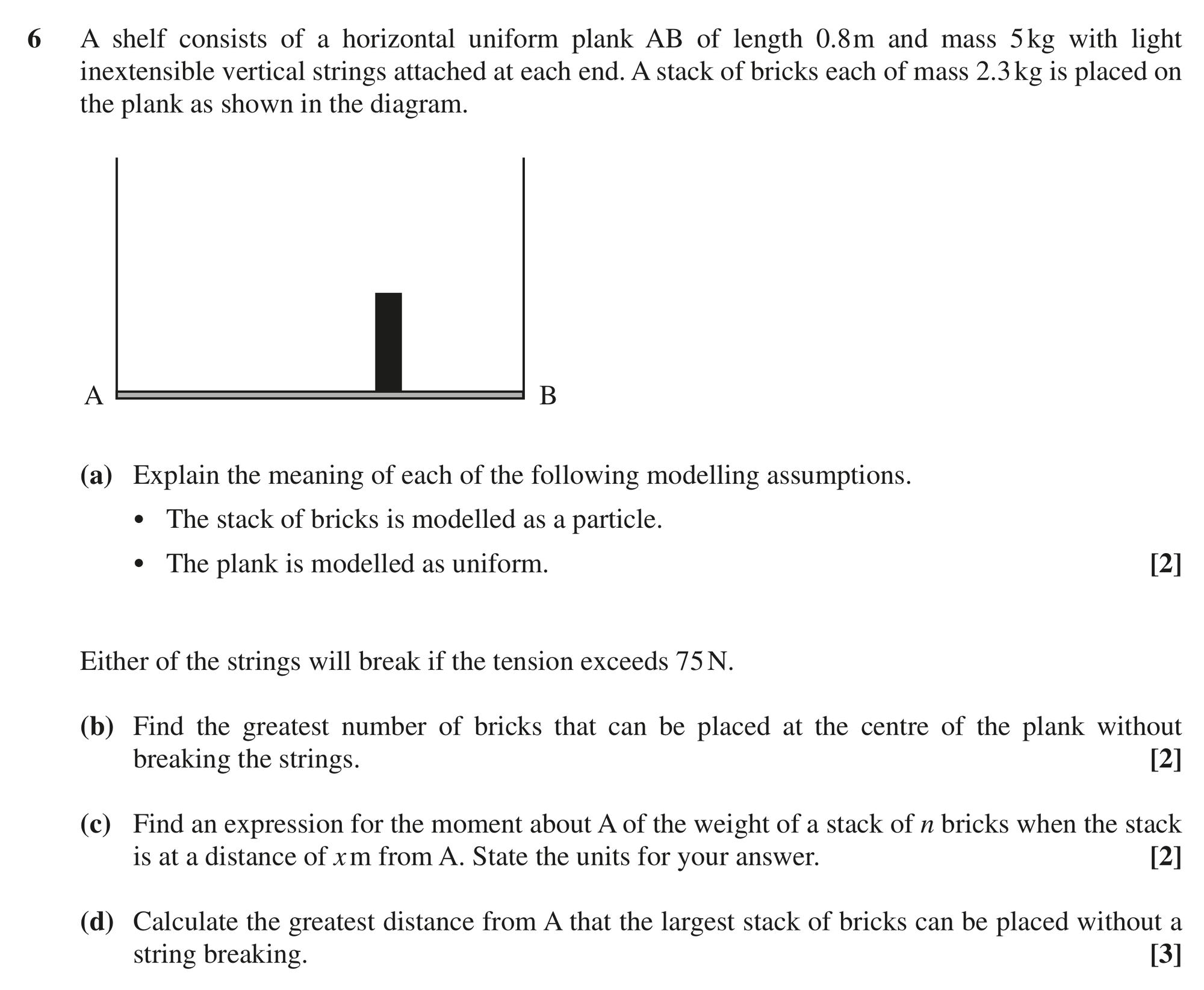 Question 6 — Moments — OCR MEI June 2022