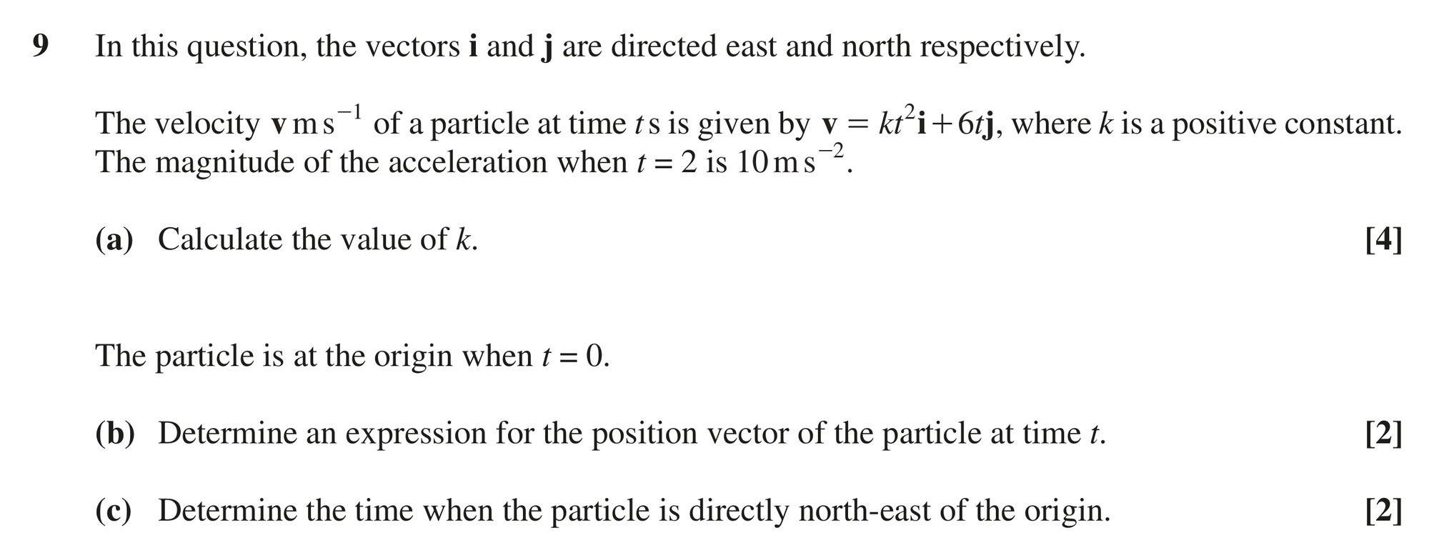 Question 9 — Variable Acceleration 2d — OCR MEI June 2022