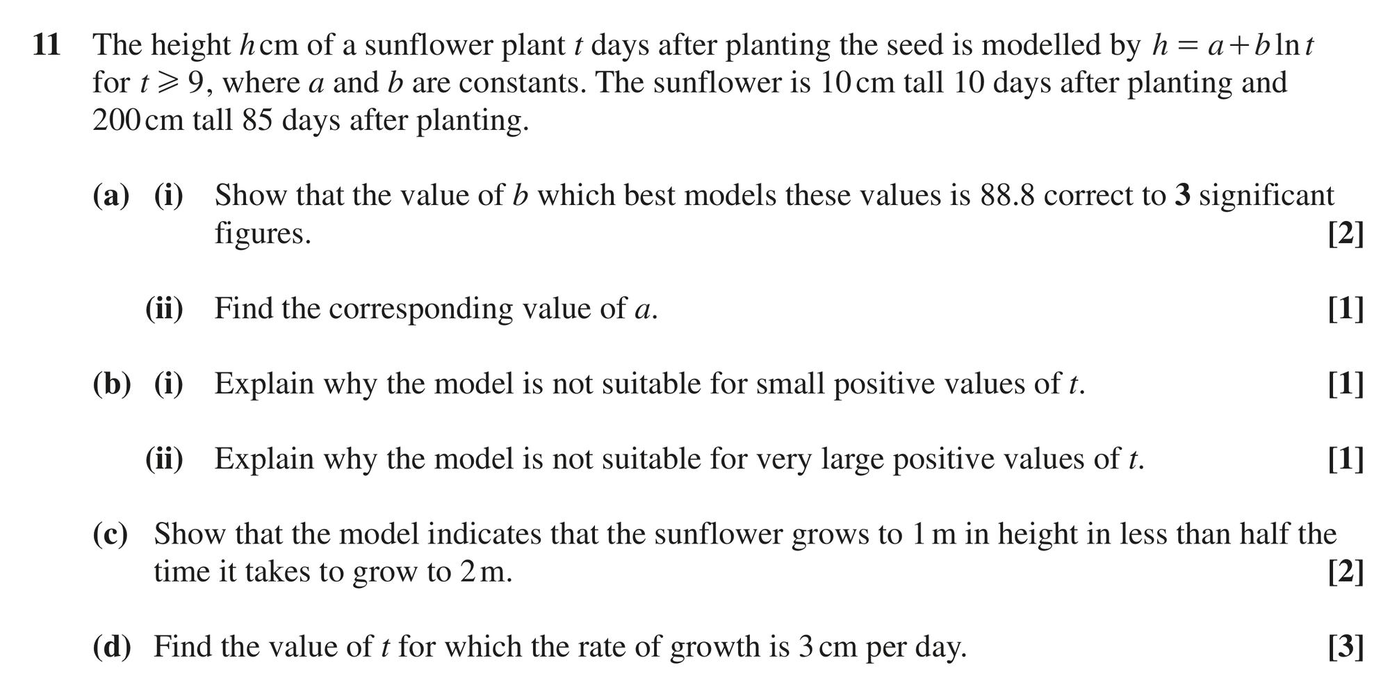 Question 11 — Logarithms, Differentiation — OCR MEI June 2023