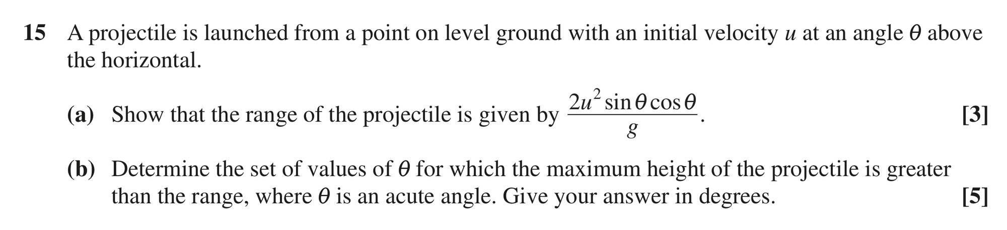 Question 15 — Projectiles — OCR MEI June 2023